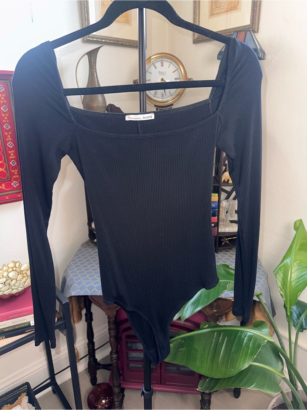 Reformation Gaia Black Ribbed
Square Neck Bodysuit - Picture 3 of 6